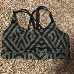 LULULEMON SPORT BRA SIZE 6 army green &black